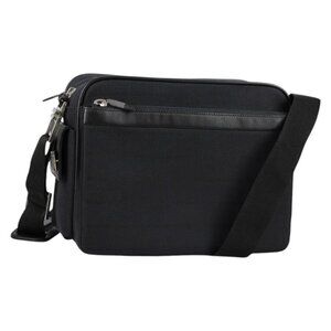 Authentic Gianni Versace Shoulder Bag Canvas Black Silver